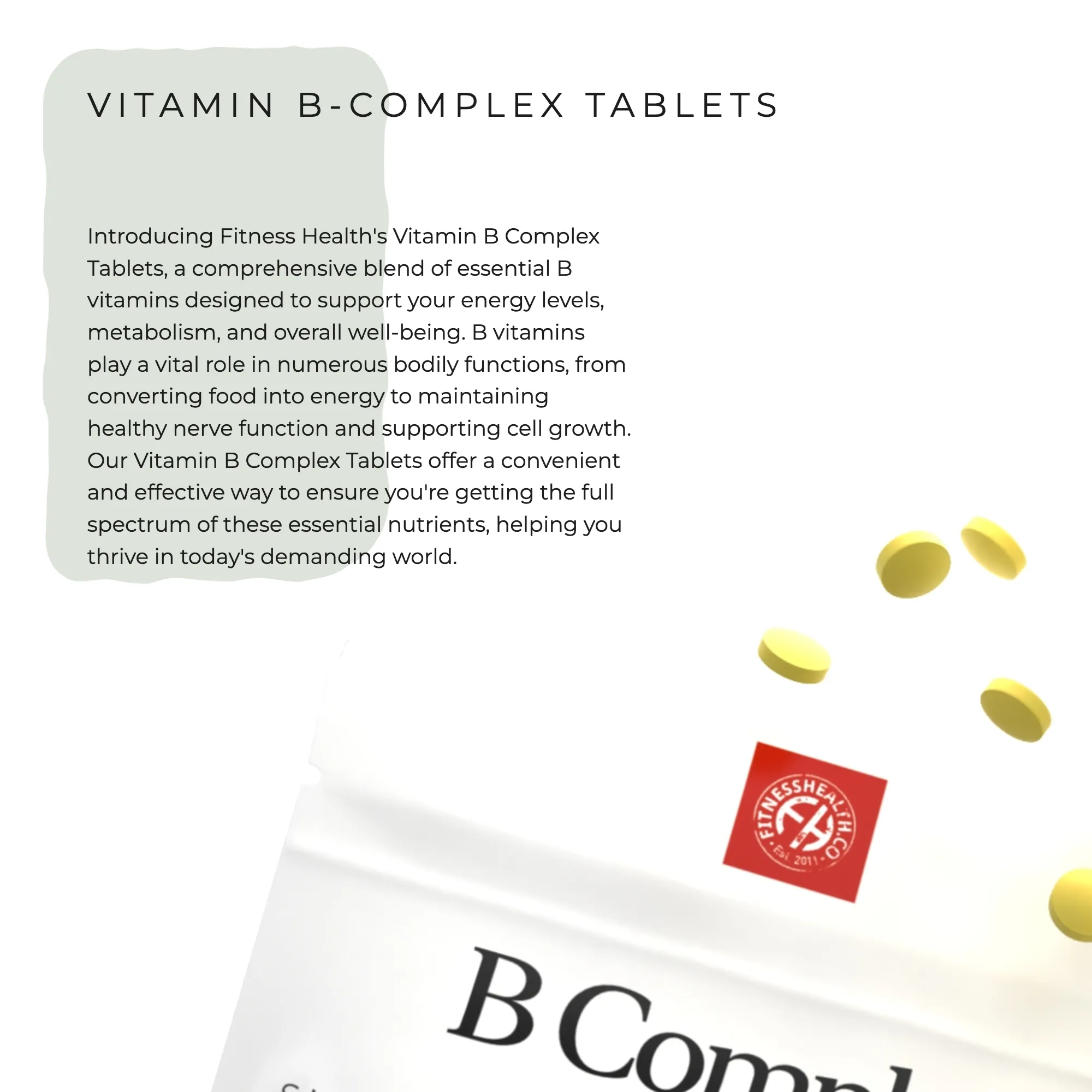 Vitamin B Complex Tablets - Vegan Friendly - 1 Year Supply - 25% DISCOUNT
