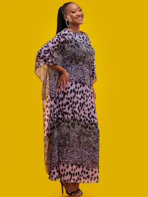 Vivo Muna Maxi Kaftan - Black / Purple Print