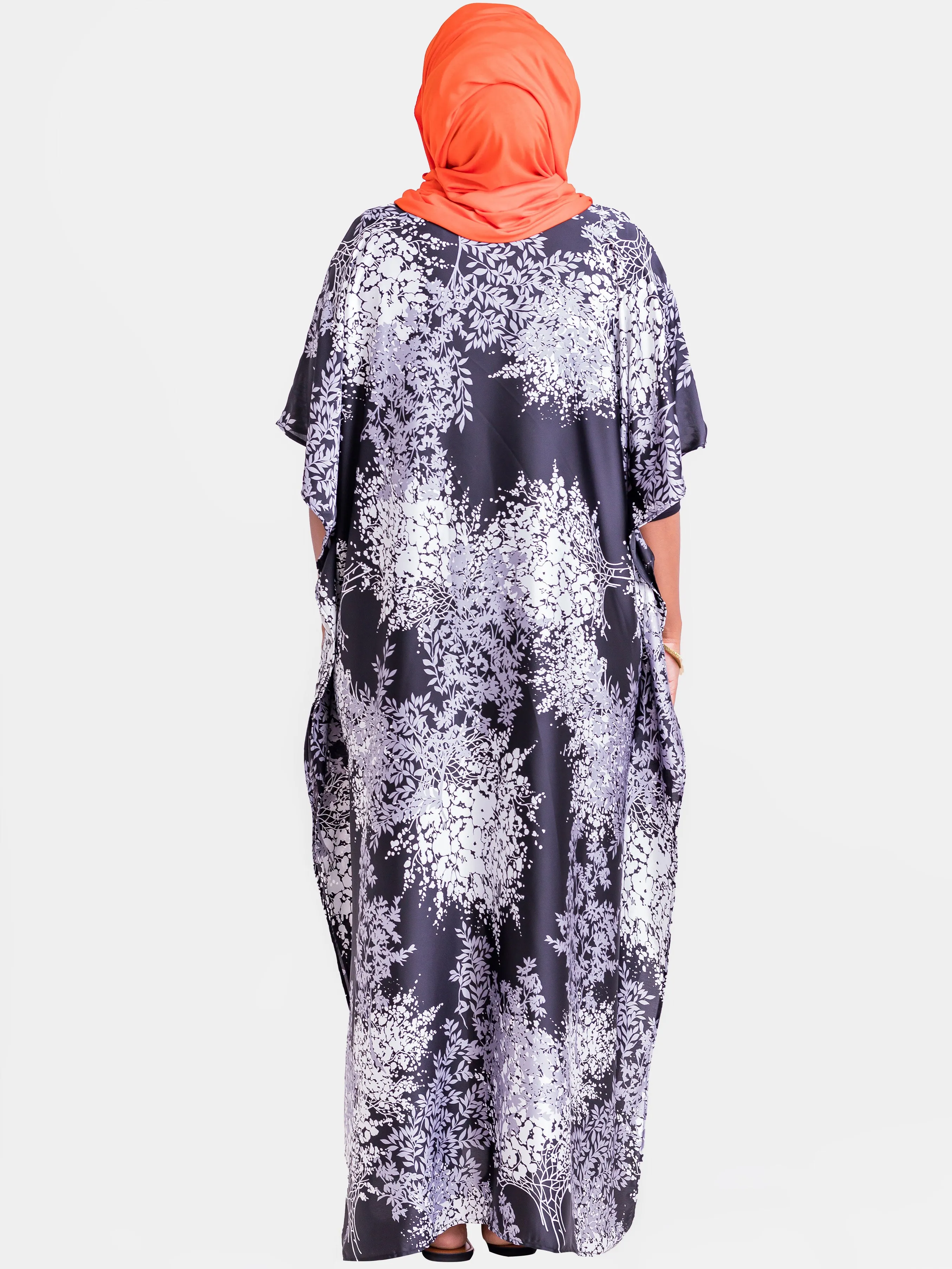 Vivo Satin Maxi Dira Dress - Black Floral