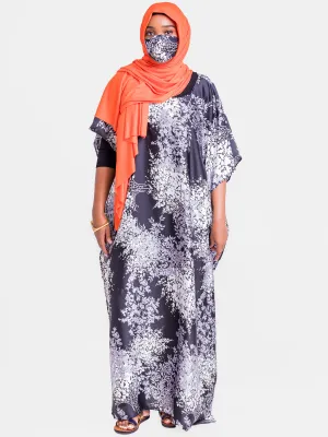 Vivo Satin Maxi Dira Dress - Black Floral
