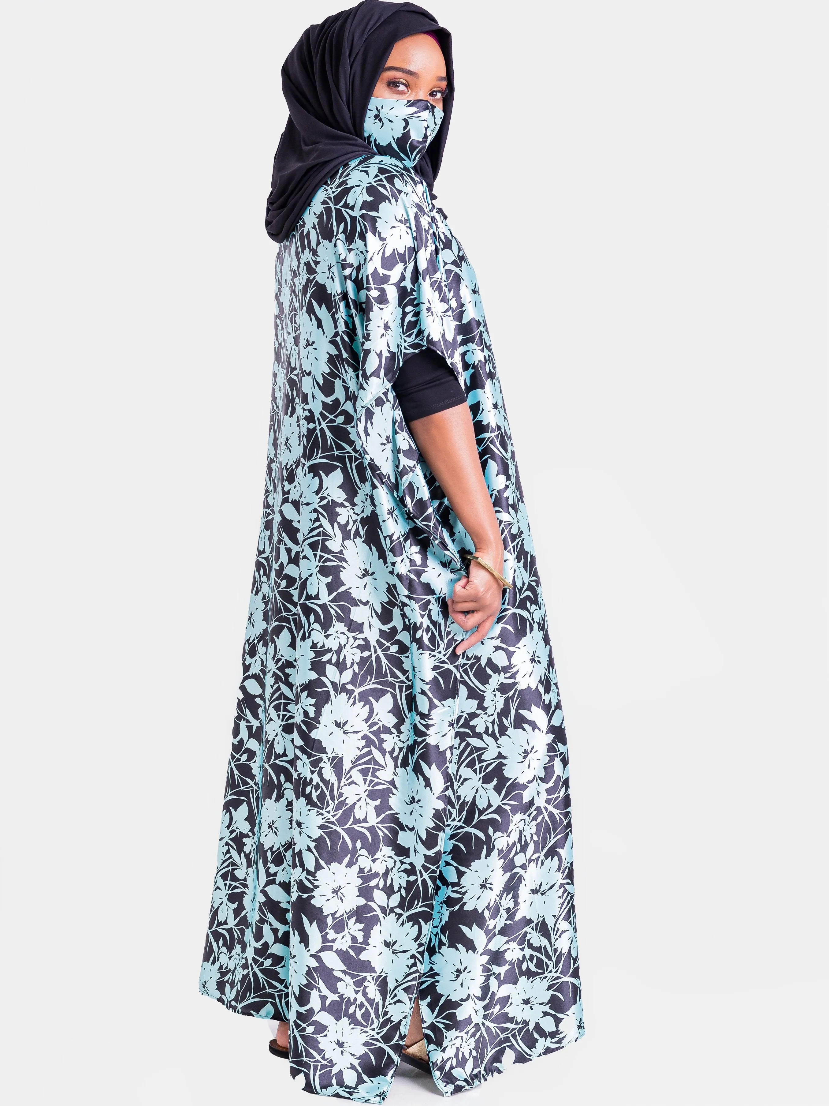 Vivo Satin Maxi Dira Dress - Green Print
