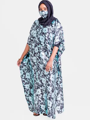 Vivo Satin Maxi Dira Dress - Green Print
