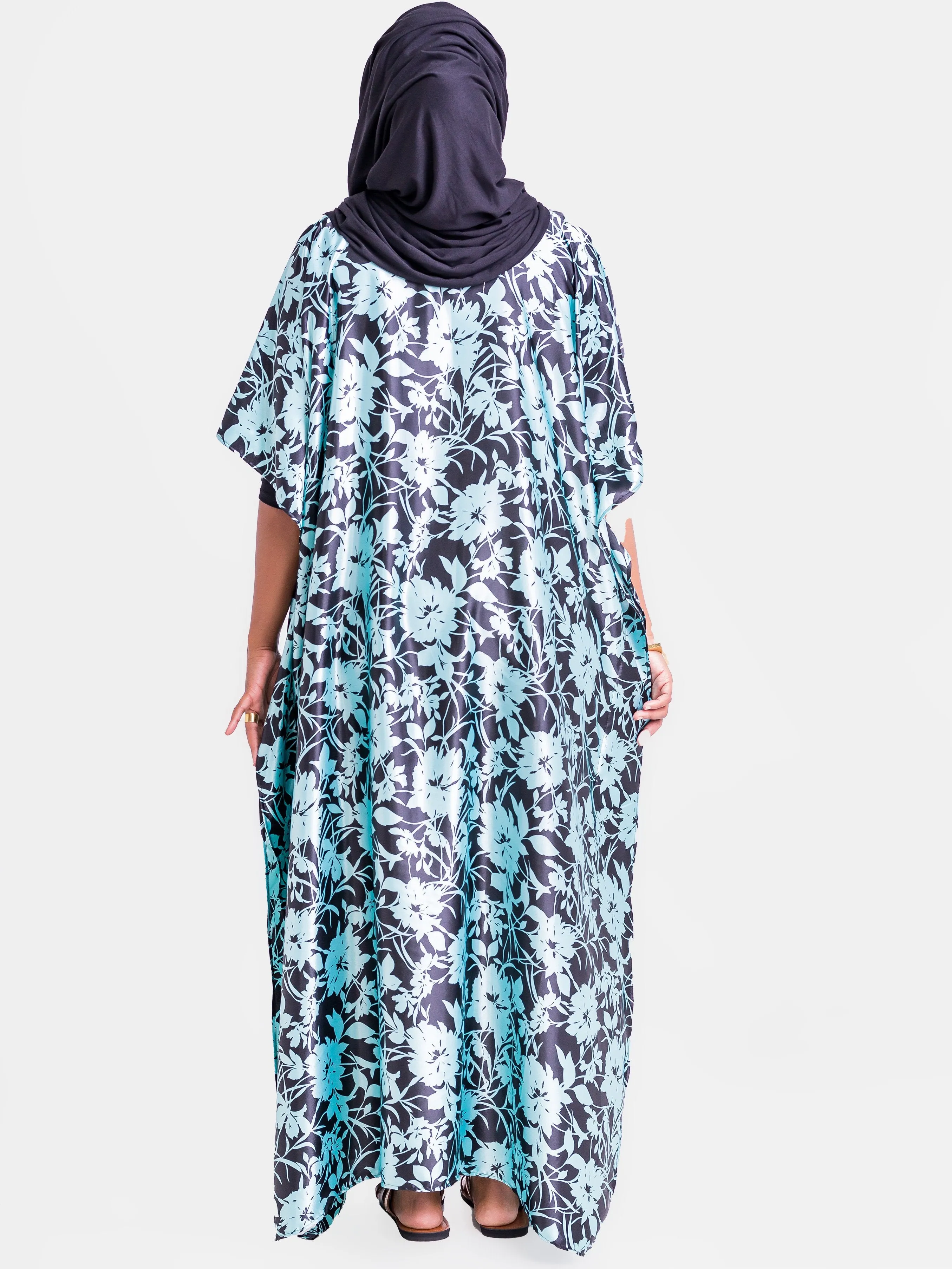 Vivo Satin Maxi Dira Dress - Green Print