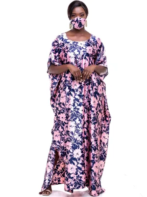 Vivo Satin Maxi Dira Dress - Pink Print
