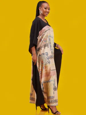 Vivo Watamu Border Maxi Kaftan - Buttermilk /  Pink Print