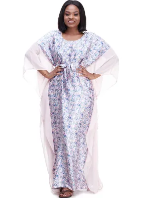 Vivo Watamu Side Border Belted Maxi Kaftan - Purple Print