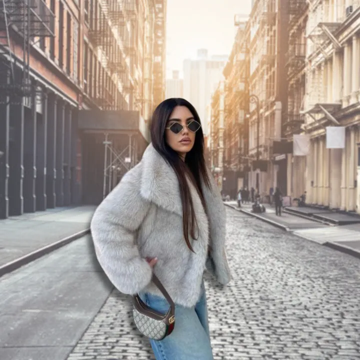 Warm faux fur coat for women