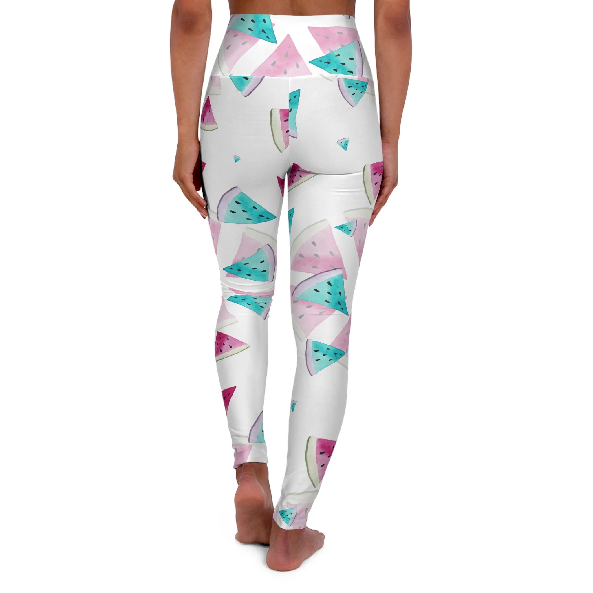 Watermelon Print High Waisted Yoga Leggings - Trendy Activewear for Fitness Lovers