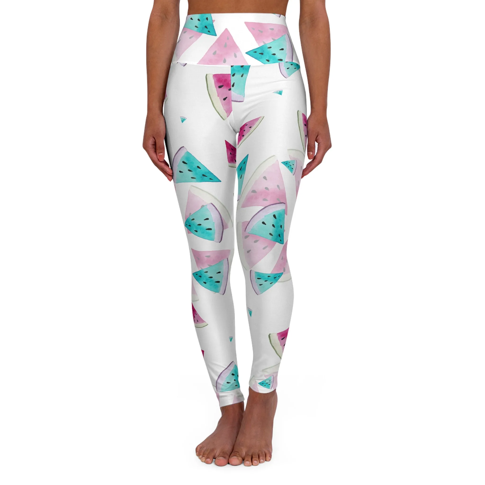 Watermelon Print High Waisted Yoga Leggings - Trendy Activewear for Fitness Lovers