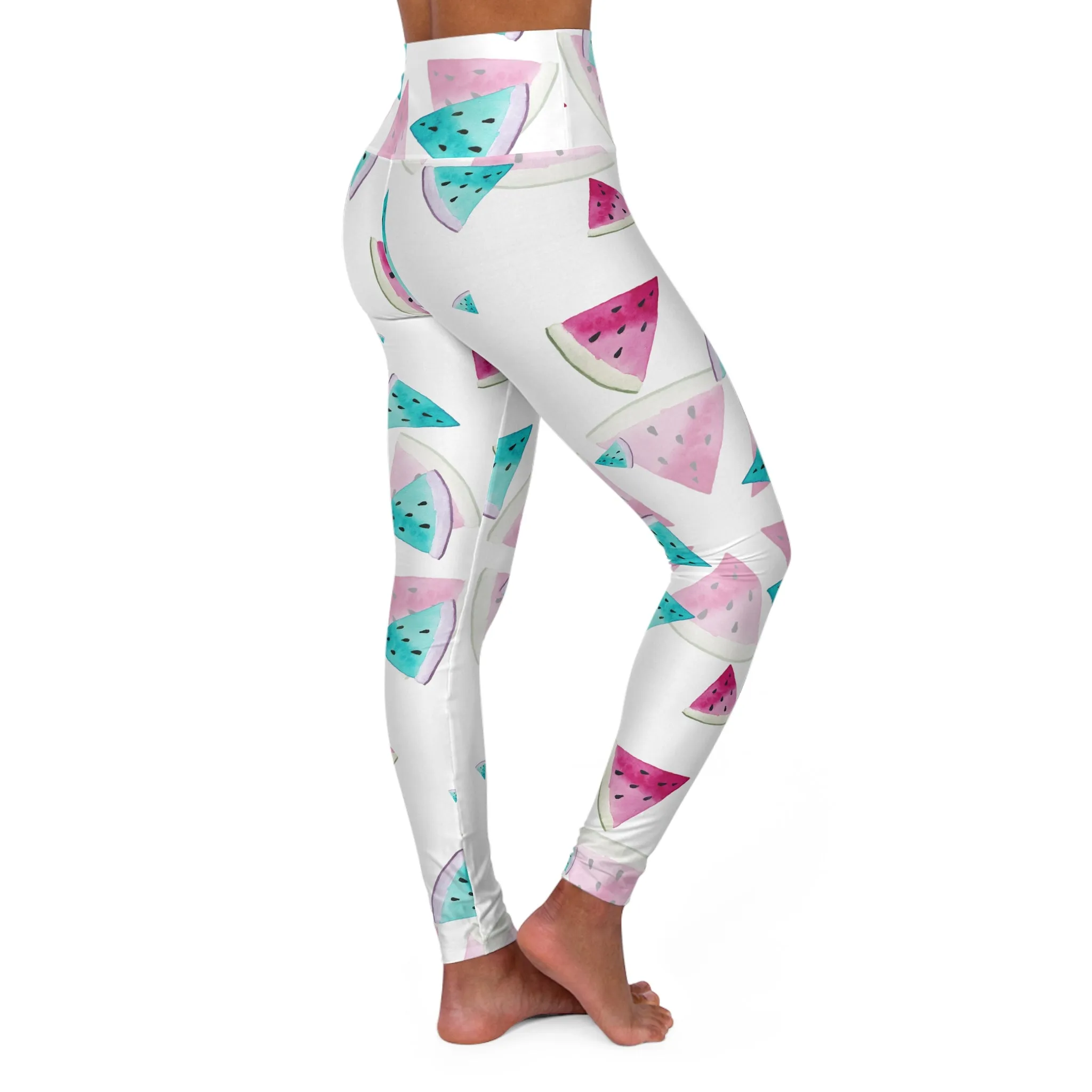 Watermelon Print High Waisted Yoga Leggings - Trendy Activewear for Fitness Lovers