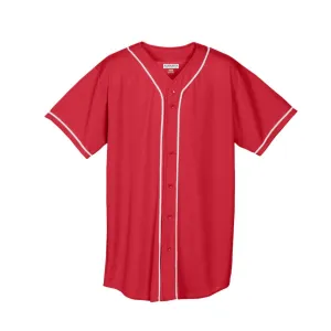 WICKING MESH BUTTON FRONT JERSEY WITH BRAID TRIM