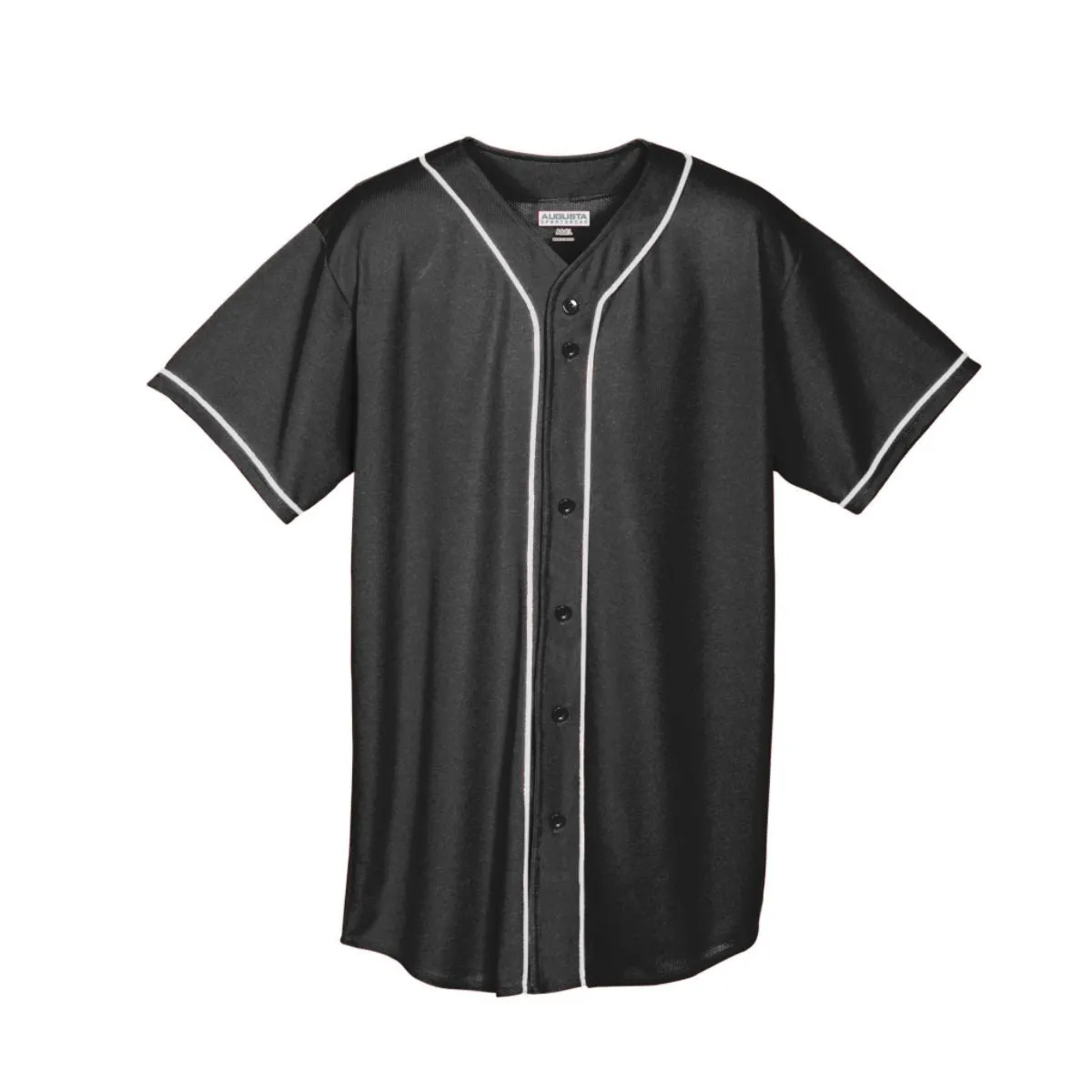 WICKING MESH BUTTON FRONT JERSEY WITH BRAID TRIM