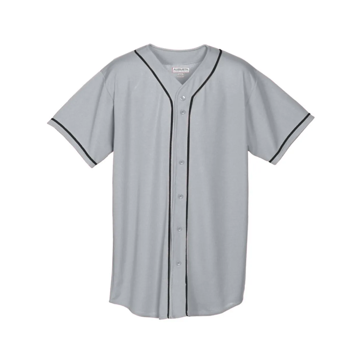 WICKING MESH BUTTON FRONT JERSEY WITH BRAID TRIM