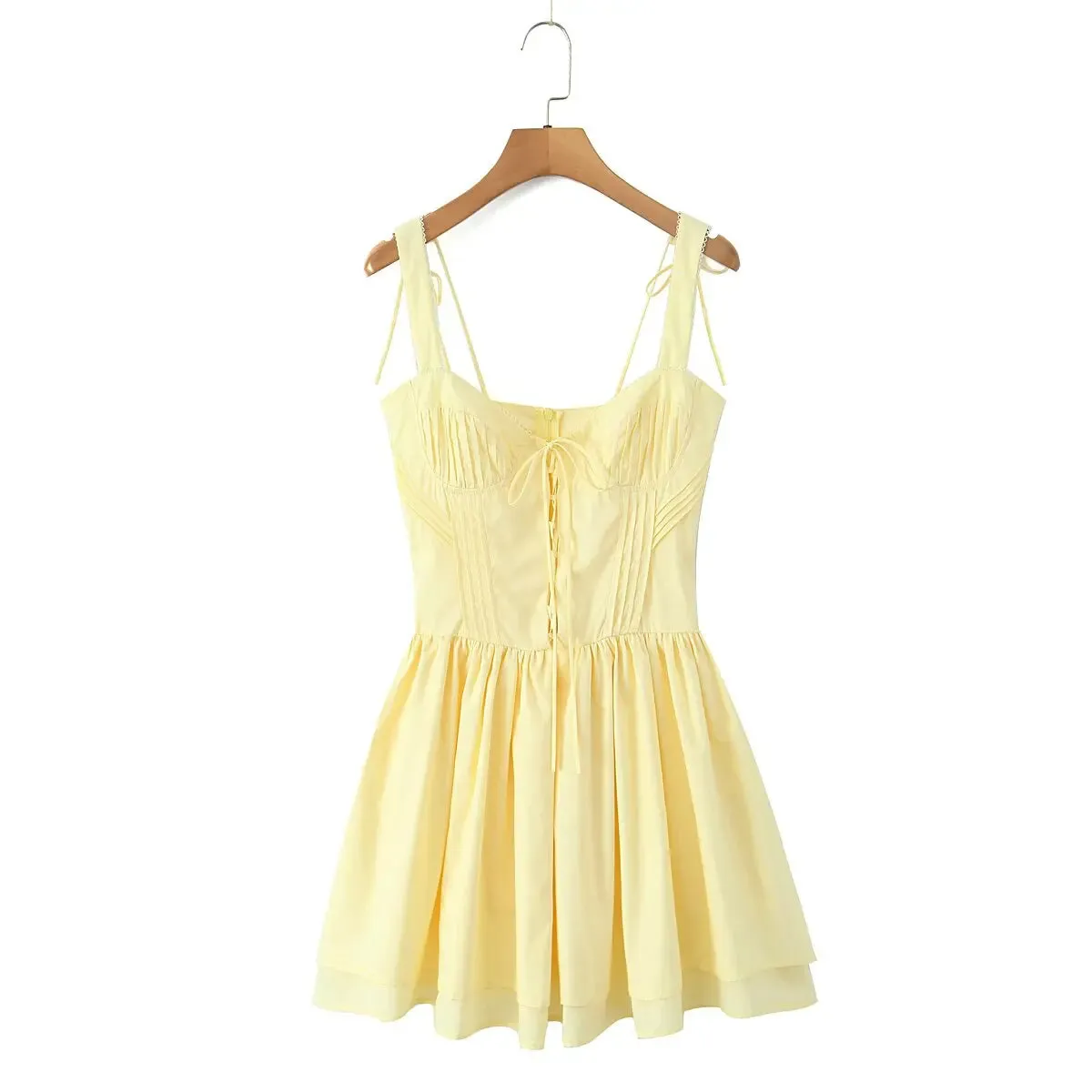 Withered 2025 Summer Womens Dresses Evening Dresses Cotton Tank Dresses Vestidos French Strap Hollow Sleeveless Dresses