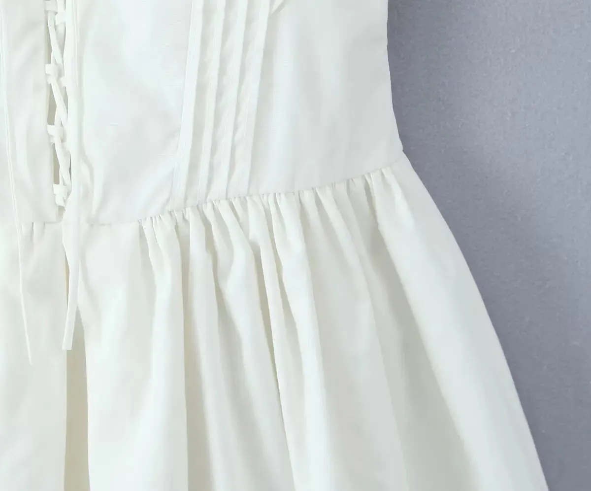 Withered 2025 Summer Womens Dresses Evening Dresses Cotton Tank Dresses Vestidos French Strap Hollow Sleeveless Dresses