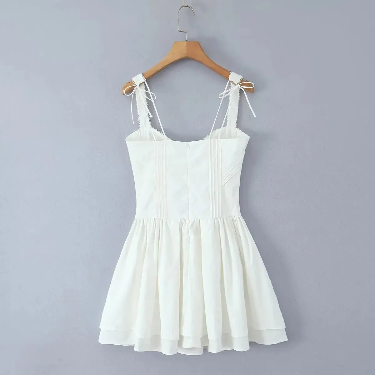 Withered 2025 Summer Womens Dresses Evening Dresses Cotton Tank Dresses Vestidos French Strap Hollow Sleeveless Dresses