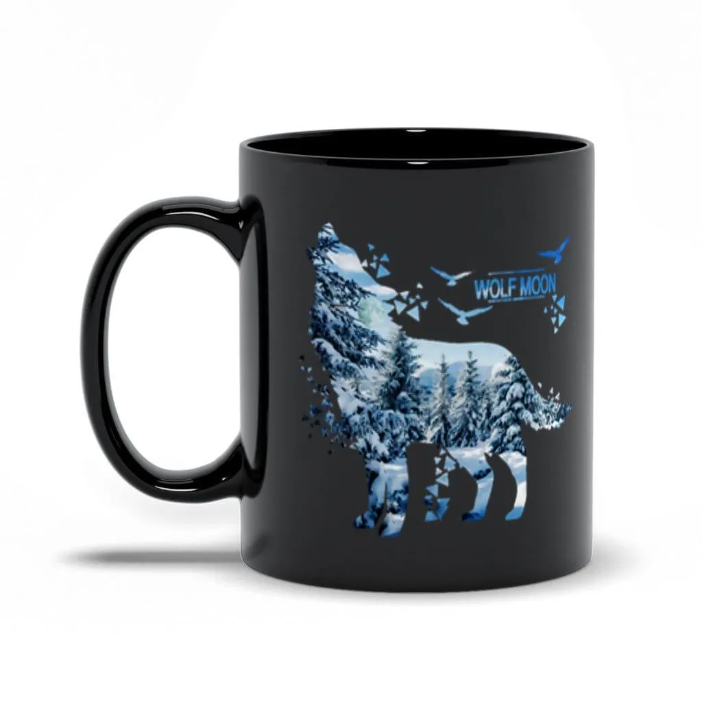 Wolf Moon Black Mugs,Cute Wolf Lover Gift, Animal Wolfdog, Howling Wolf Girls Costume, Present, Hoodie Sweatshirt