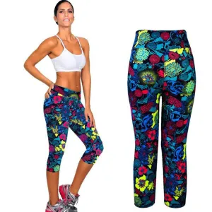 Women Fitness Mid Calf Elastic Pants Leggins Sweatpants Women Printing Legging Jegging