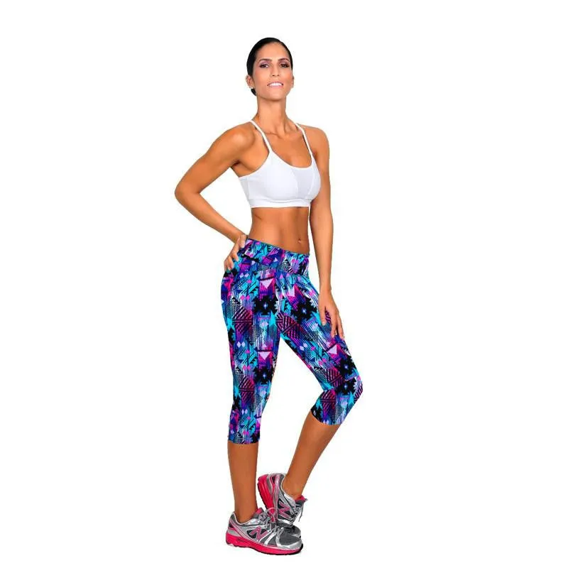 Women Fitness Mid Calf Elastic Pants Leggins Sweatpants Women Printing Legging Jegging