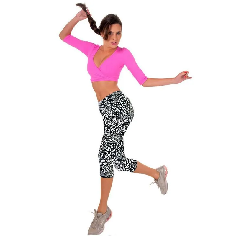 Women Fitness Mid Calf Elastic Pants Leggins Sweatpants Women Printing Legging Jegging