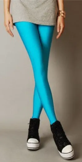 Women Slim spandex Leggings Solid Candy Color Neon Leggings Adventure Time Skinny High Elastic female Pants & soft legins