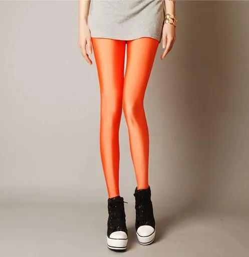 Women Slim spandex Leggings Solid Candy Color Neon Leggings Adventure Time Skinny High Elastic female Pants & soft legins