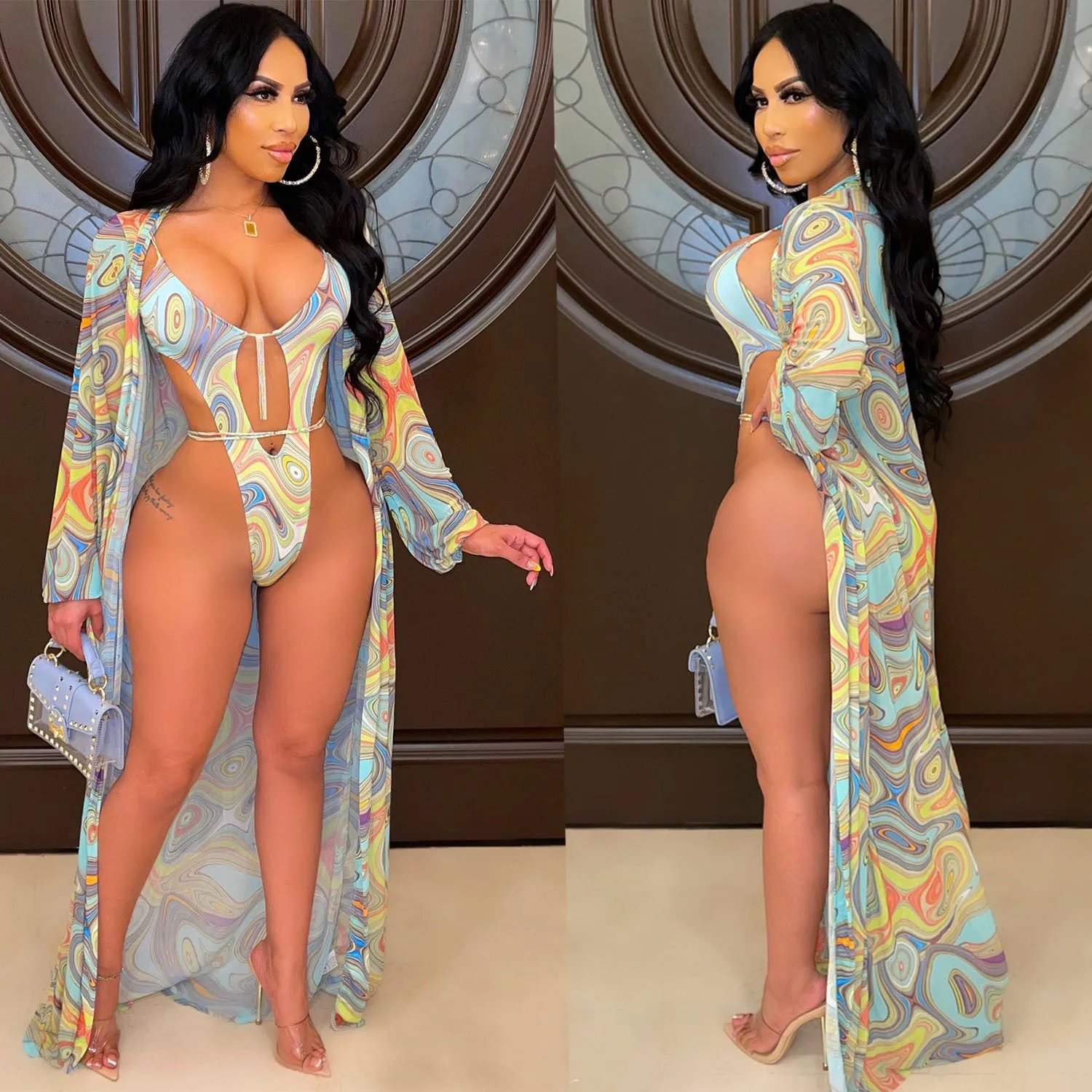 Women's Fashion Print Swimsuit Two Piece Set trendy
