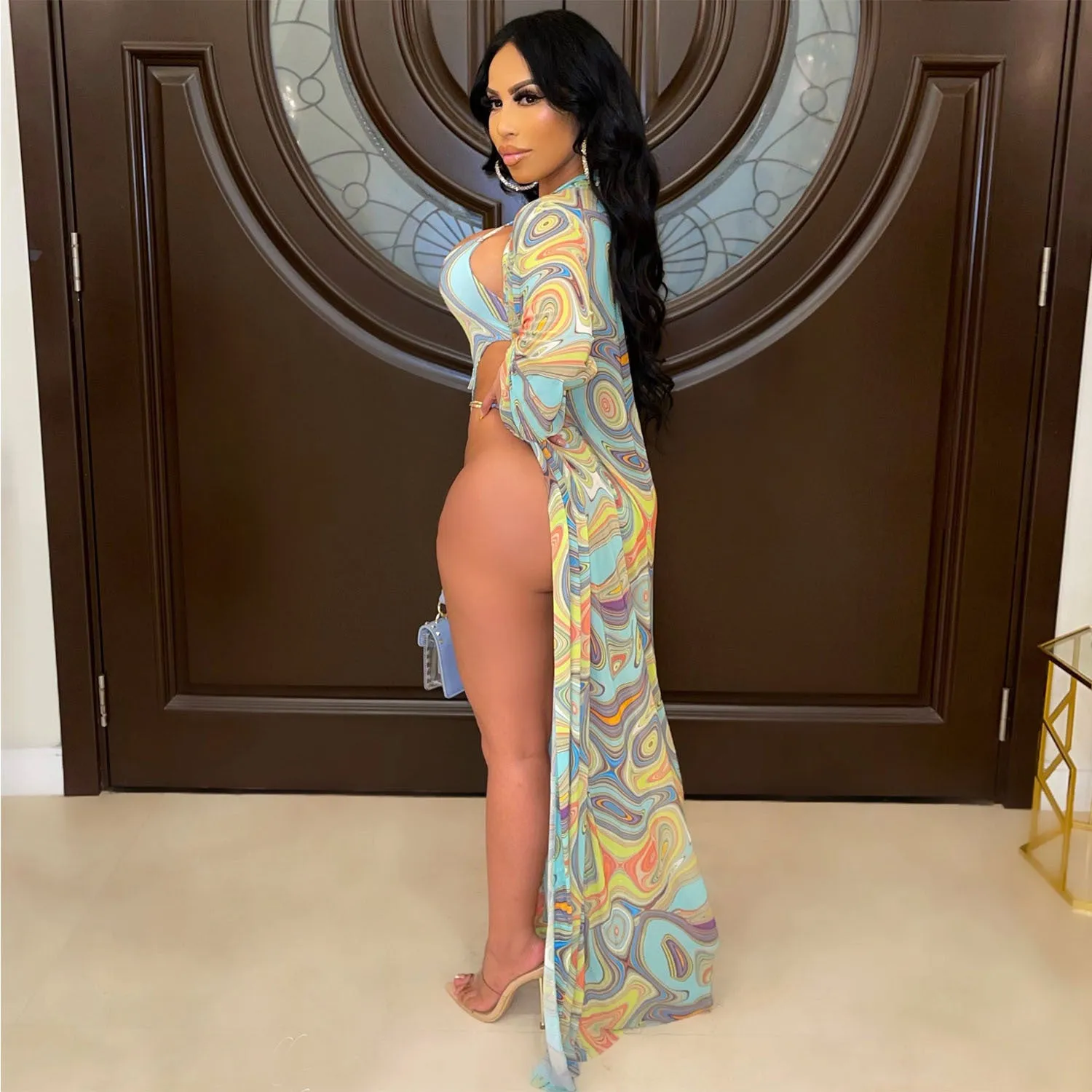 Women's Fashion Print Swimsuit Two Piece Set trendy