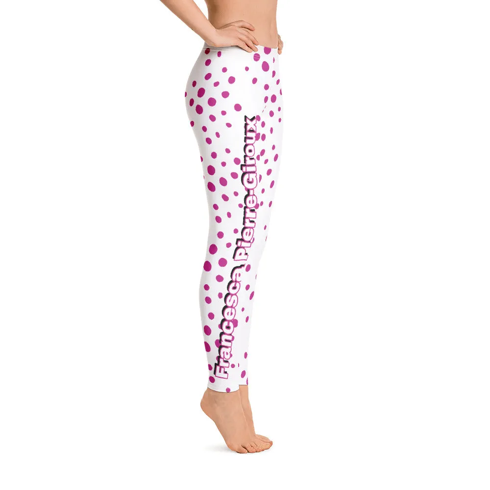 Women's Francesa Pierre-Giroux pooka dots yoga Leggings in White for exercise and fitness