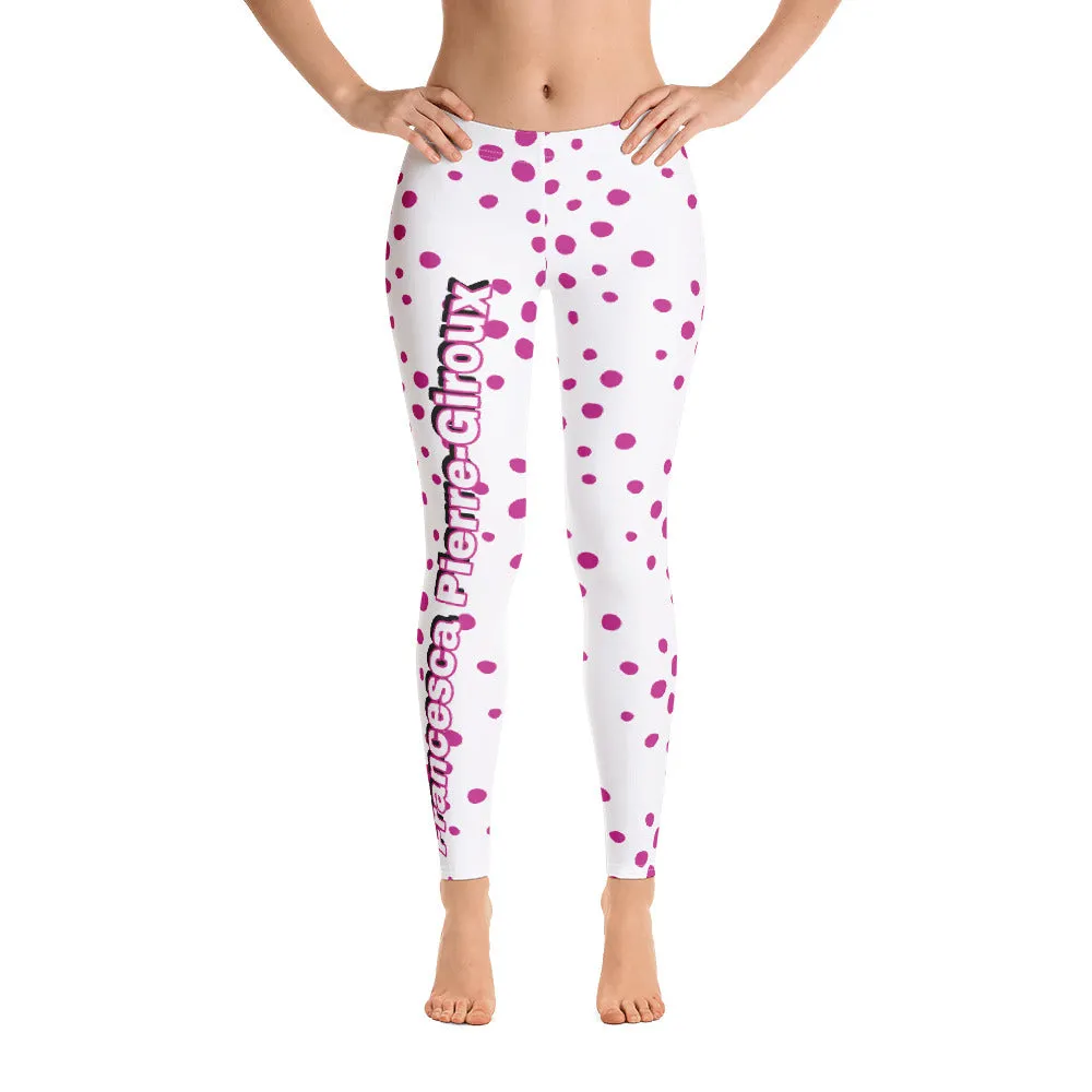 Women's Francesa Pierre-Giroux pooka dots yoga Leggings in White for exercise and fitness