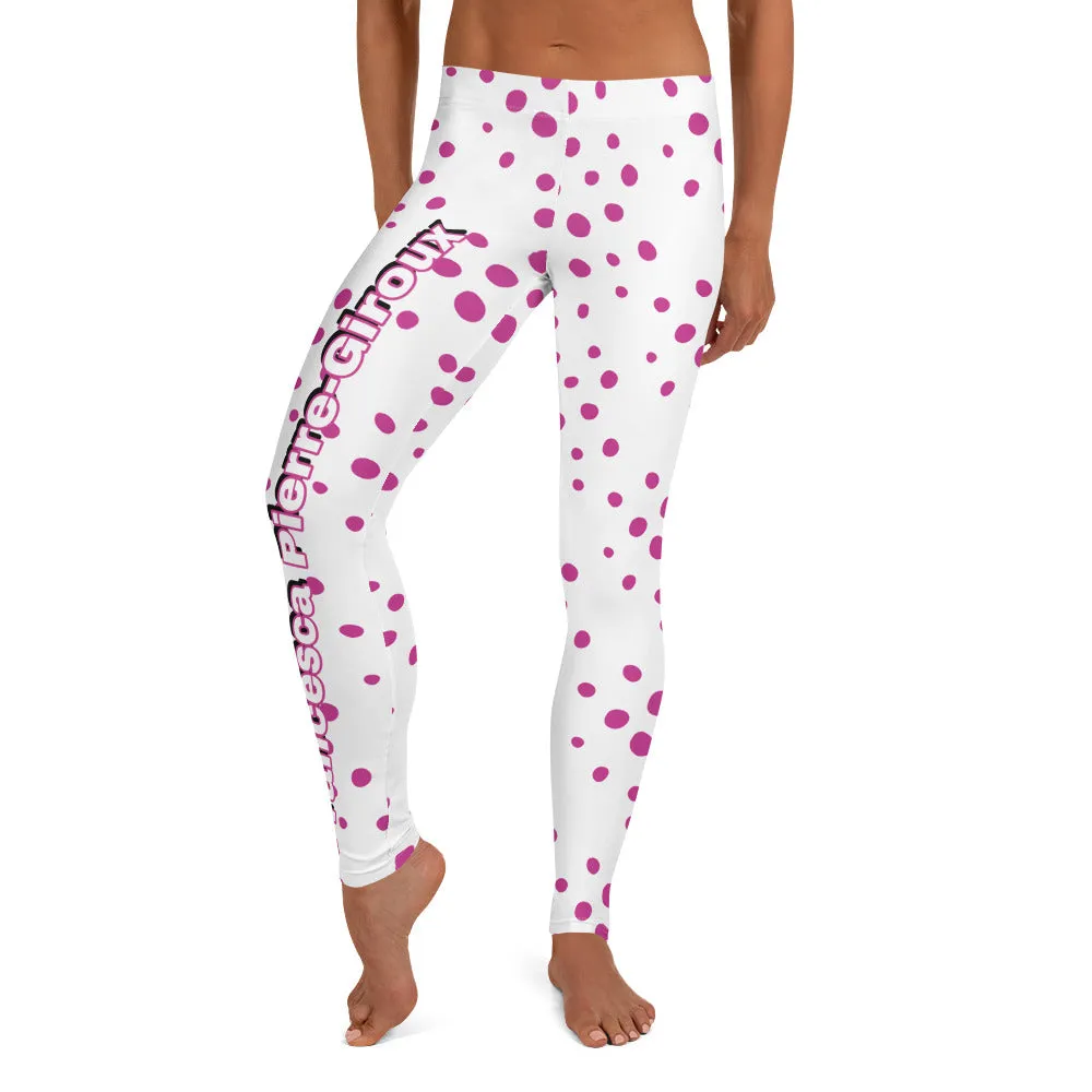 Women's Francesa Pierre-Giroux pooka dots yoga Leggings in White for exercise and fitness