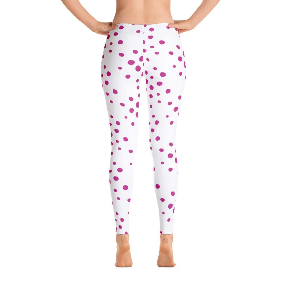 Women's Francesa Pierre-Giroux pooka dots yoga Leggings in White for exercise and fitness