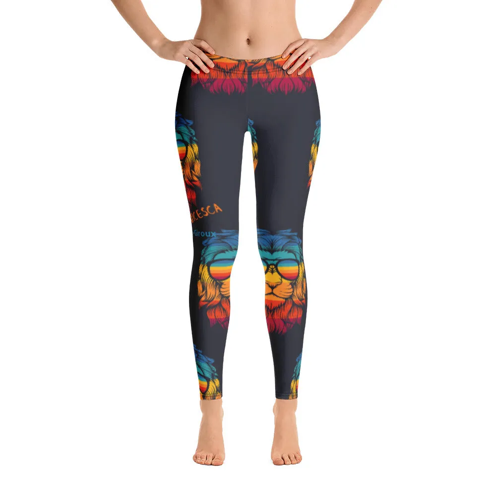 Women's Francesca Pierre-Giroux Cool Lion Yoga pants leggings for exercise and cross fit