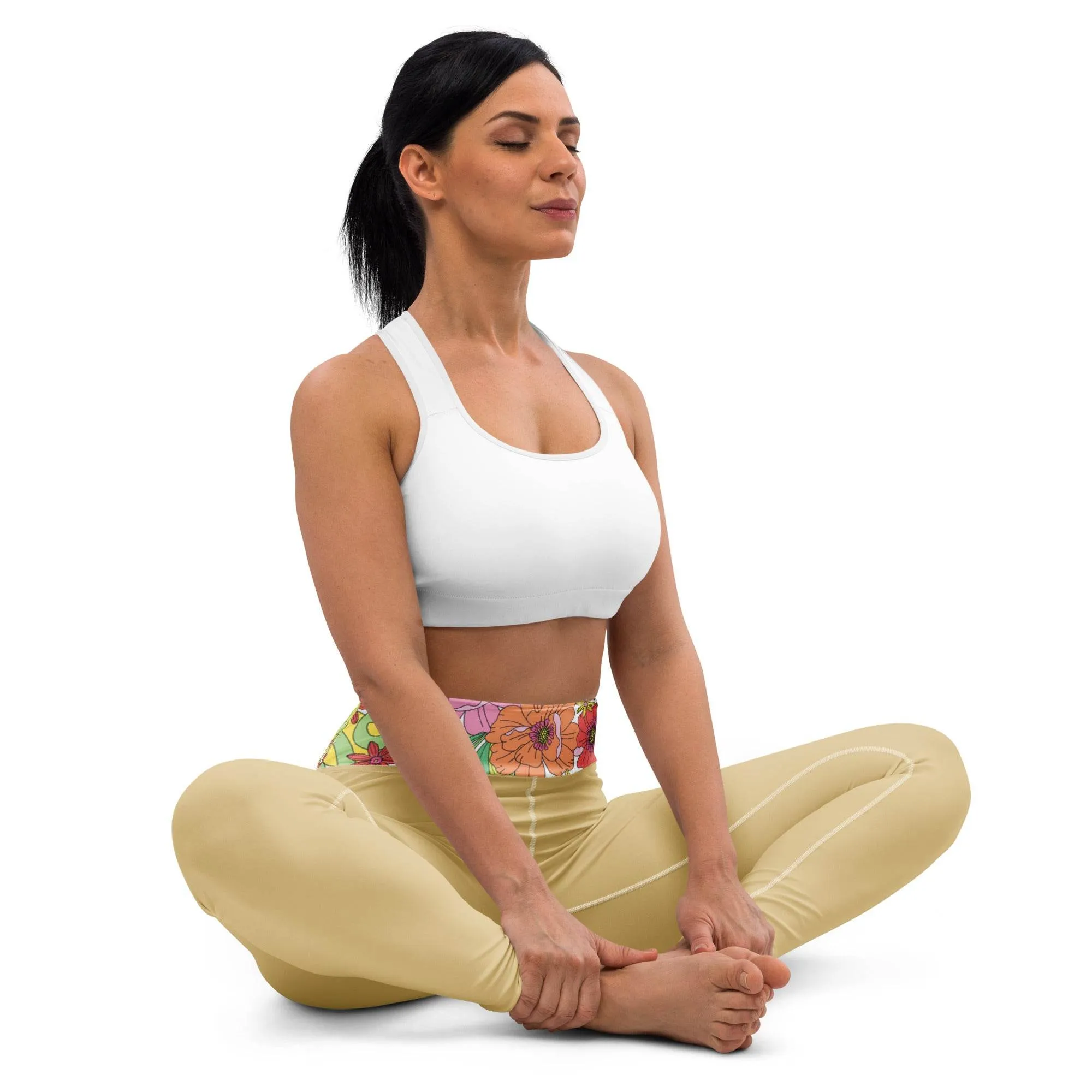 Women's Golden Floral Yoga Leggings - Fitness Apparel