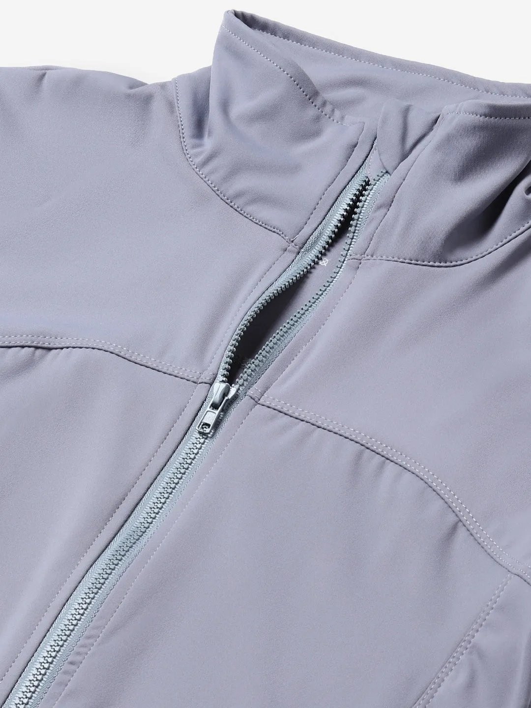 Women's Grey Solid Front-Open Active Jacket