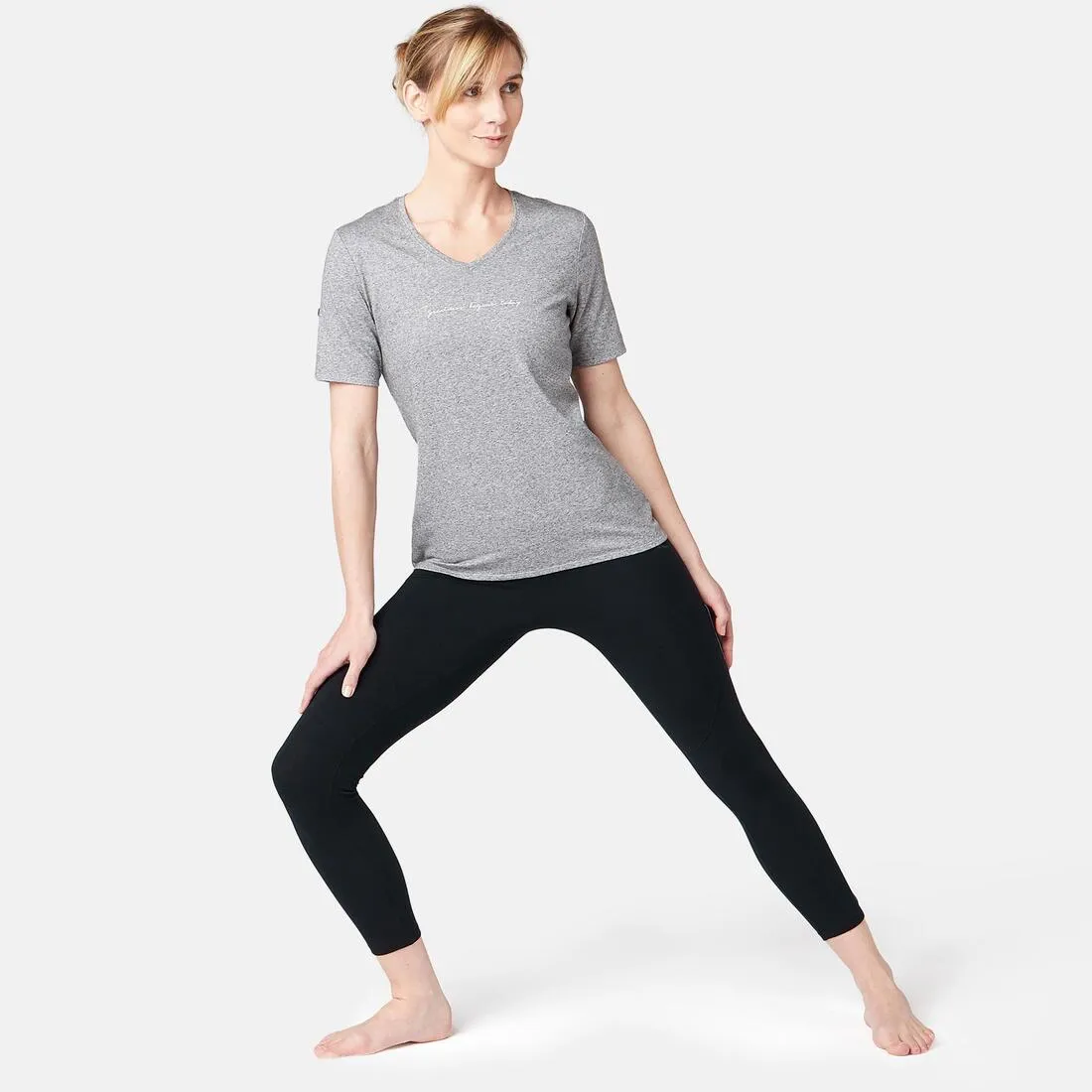 Women's Piped 7/8 Fitness Leggings 510 - Black/Grey