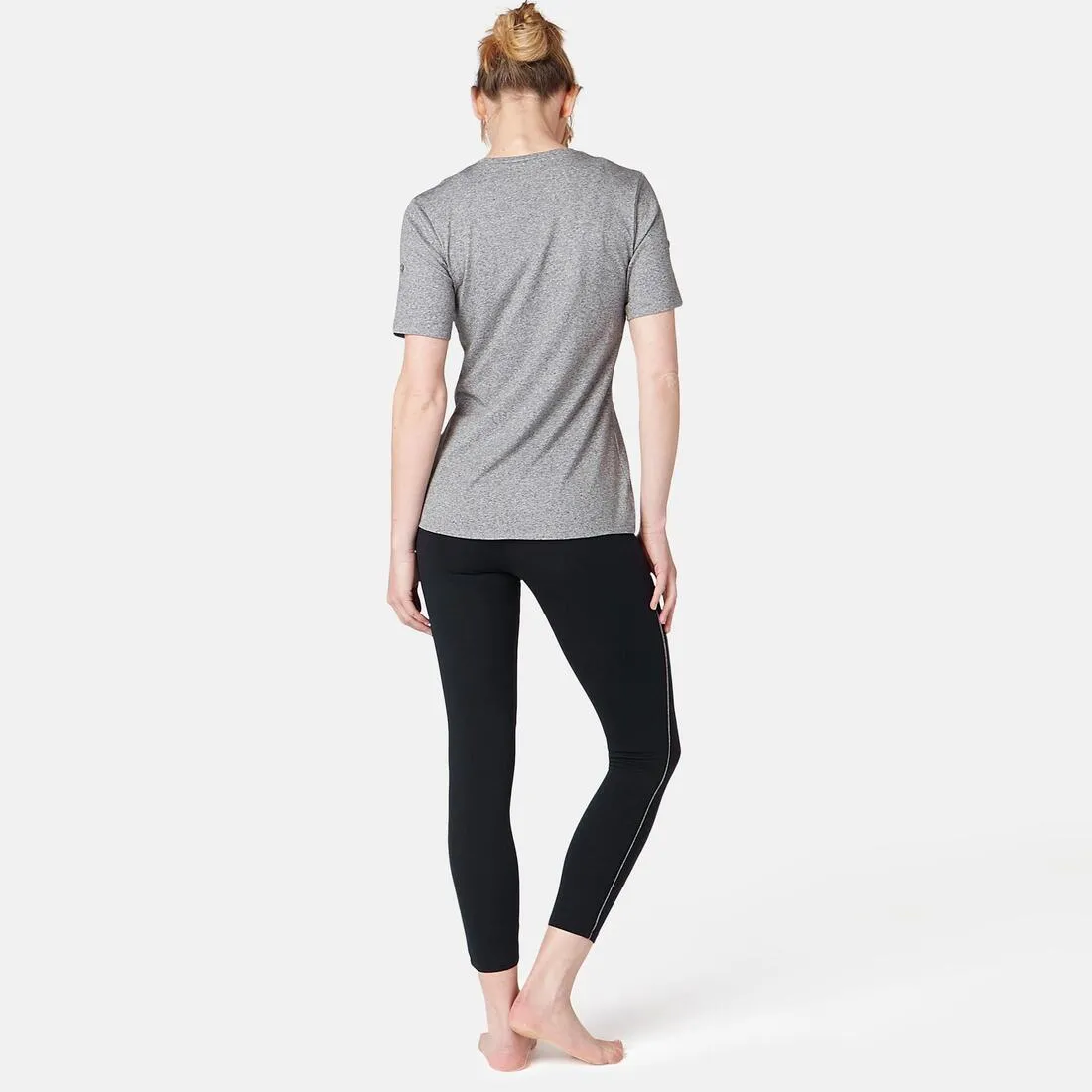 Women's Piped 7/8 Fitness Leggings 510 - Black/Grey