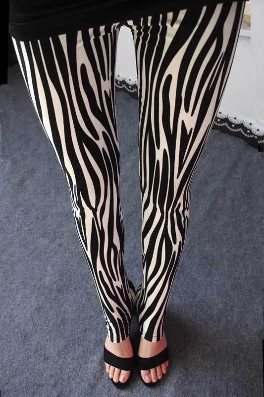 Womens Thin Stretch leggings Colored Stars Graffiti Slim Skinny Leggings Pants Female
