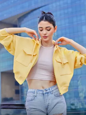 Women's Yellow Solid Hoodies
