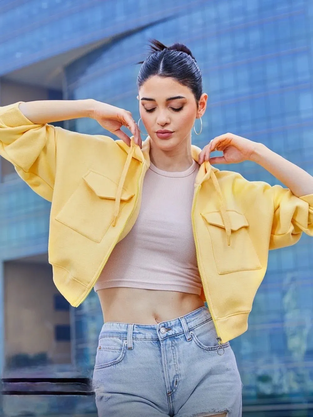 Women's Yellow Solid Hoodies