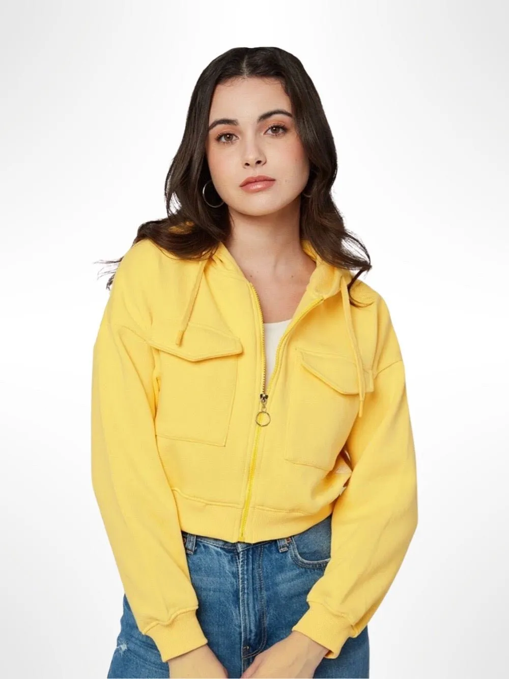 Women's Yellow Solid Hoodies