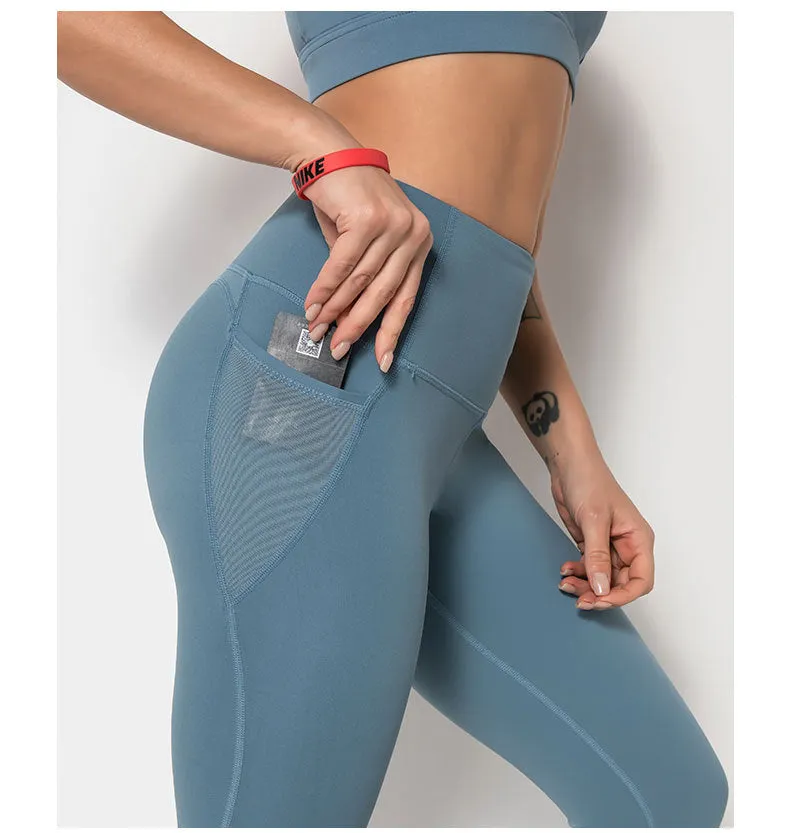 Workout Clothing 2021 leggings Black for women Push Up Fitness Mesh Butt Lift Women Yoga Pants Leggings with Pockets