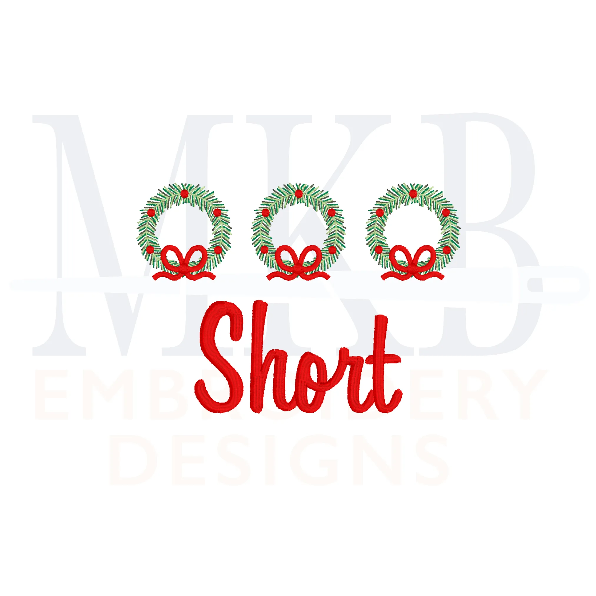 Wreath Trio with Satin Stitch Bows Mini Embroidery Design