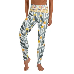Yellow and Grey Watercolor - Yoga Leggings