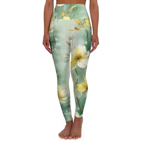 Yellow Floral High Waisted Yoga Leggings - Comfortable & Stylish Activewear
