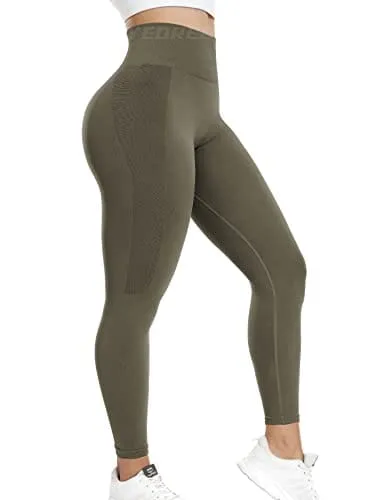 YEOREO Womens Amplify Leggings High Waisted Seamless Scrunch Legging Active Running Gym Active Leggings