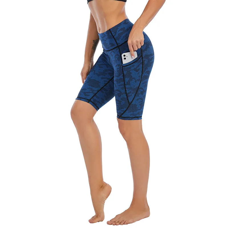 ZABRI Women Running Cameo Leopard Printed Yoga Sports High Waist Yoga Biker Shorts