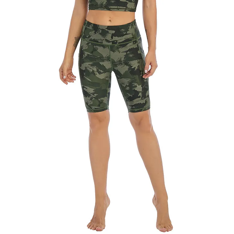 ZABRI Women Running Cameo Leopard Printed Yoga Sports High Waist Yoga Biker Shorts