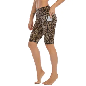 ZABRI Women Running Cameo Leopard Printed Yoga Sports High Waist Yoga Biker Shorts