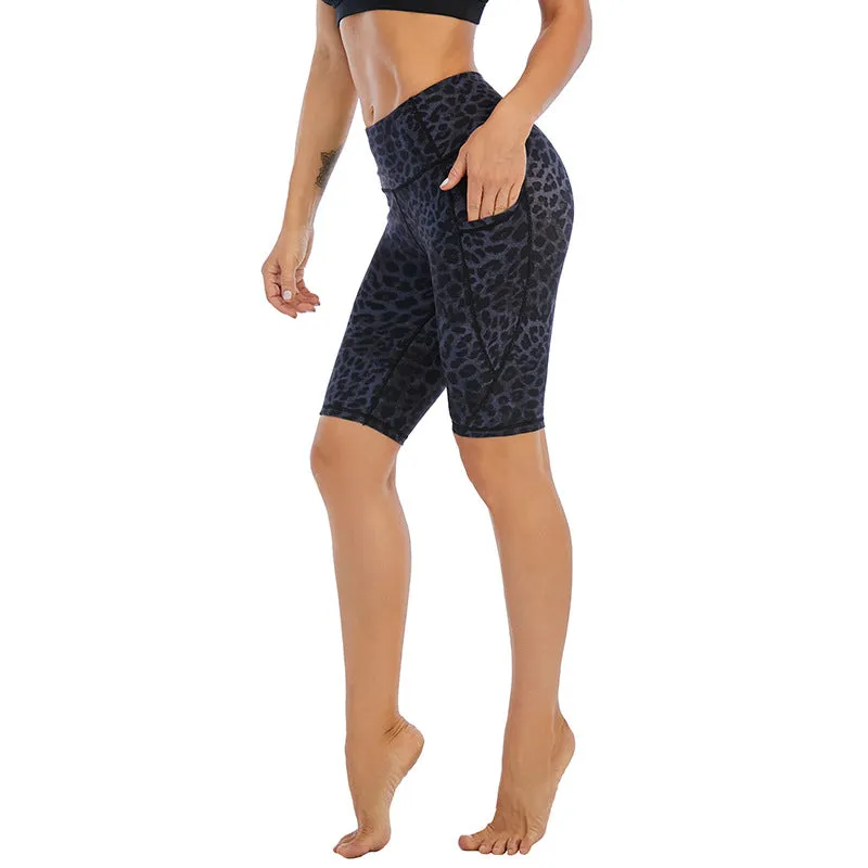 ZABRI Women Running Cameo Leopard Printed Yoga Sports High Waist Yoga Biker Shorts